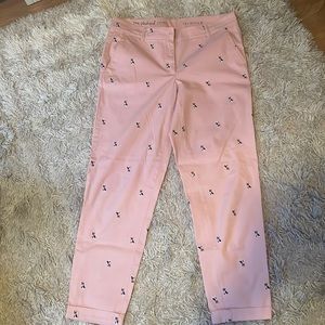 Talbots Chinos (pink with terrier dog pattern)